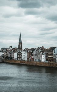 Preview wallpaper castle, city, buildings, tower, river