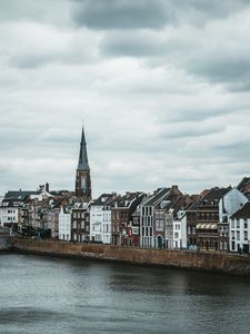 Preview wallpaper castle, city, buildings, tower, river