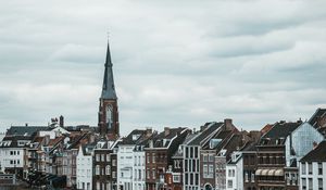 Preview wallpaper castle, city, buildings, tower, river