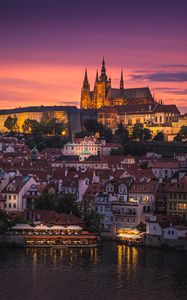 Preview wallpaper castle, city, buildings, architecture, evening