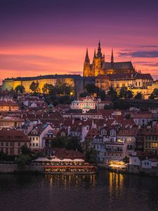 Preview wallpaper castle, city, buildings, architecture, evening