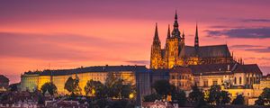Preview wallpaper castle, city, buildings, architecture, evening
