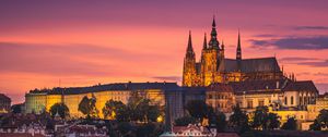 Preview wallpaper castle, city, buildings, architecture, evening