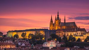 Preview wallpaper castle, city, buildings, architecture, evening