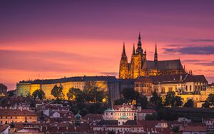 Preview wallpaper castle, city, buildings, architecture, evening