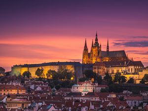 Preview wallpaper castle, city, buildings, architecture, evening