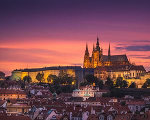 Preview wallpaper castle, city, buildings, architecture, evening