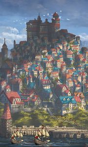 Preview wallpaper castle, city, fantasy, art