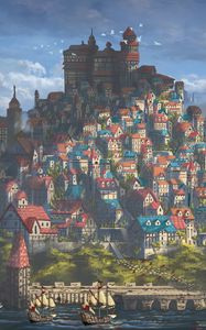 Preview wallpaper castle, city, fantasy, art