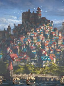 Preview wallpaper castle, city, fantasy, art