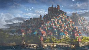 Preview wallpaper castle, city, fantasy, art
