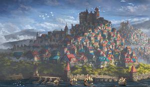 Preview wallpaper castle, city, fantasy, art