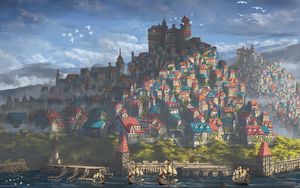 Preview wallpaper castle, city, fantasy, art
