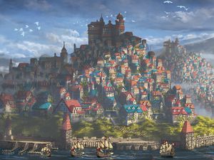 Preview wallpaper castle, city, fantasy, art