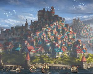 Preview wallpaper castle, city, fantasy, art