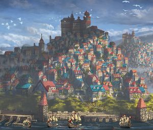 Preview wallpaper castle, city, fantasy, art