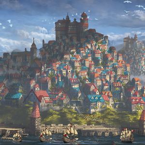 Preview wallpaper castle, city, fantasy, art