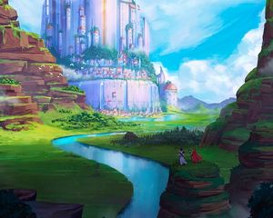 Preview wallpaper castle, fantasy, river, art