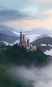 Preview wallpaper castle, fog, art