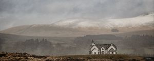 Preview wallpaper castle, fog, valley