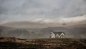 Preview wallpaper castle, fog, valley