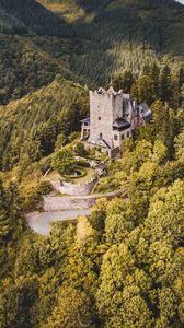 Preview wallpaper castle, forest, aerial view, building, old