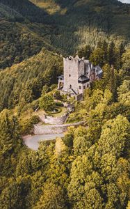 Preview wallpaper castle, forest, aerial view, building, old