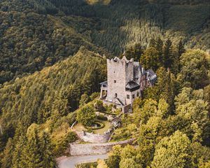 Preview wallpaper castle, forest, aerial view, building, old