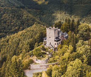 Preview wallpaper castle, forest, aerial view, building, old