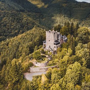 Preview wallpaper castle, forest, aerial view, building, old