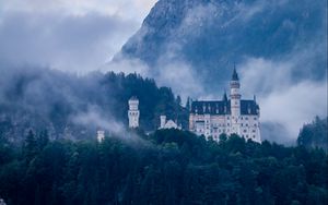 Preview wallpaper castle, forest, fog, germany