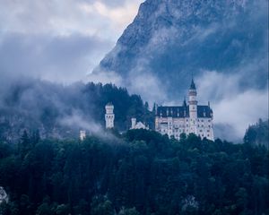 Preview wallpaper castle, forest, fog, germany