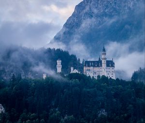 Preview wallpaper castle, forest, fog, germany