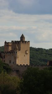 Preview wallpaper castle, forest, trees, horizon, clouds