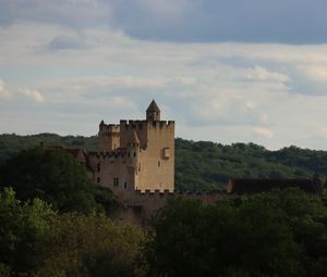Preview wallpaper castle, forest, trees, horizon, clouds
