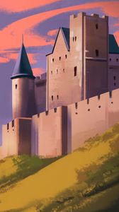 Preview wallpaper castle, fortress, building, hill, art