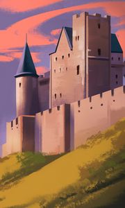 Preview wallpaper castle, fortress, building, hill, art