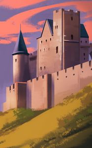 Preview wallpaper castle, fortress, building, hill, art