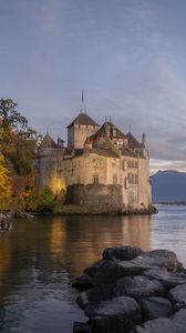 Preview wallpaper castle, fortress, lake, architecture, old