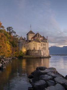 Preview wallpaper castle, fortress, lake, architecture, old