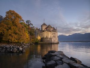 Preview wallpaper castle, fortress, lake, architecture, old