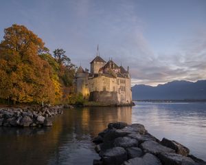 Preview wallpaper castle, fortress, lake, architecture, old