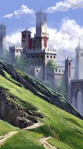 Preview wallpaper castle, fortress, mountains, art