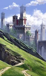 Preview wallpaper castle, fortress, mountains, art