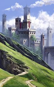 Preview wallpaper castle, fortress, mountains, art