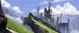 Preview wallpaper castle, fortress, mountains, art