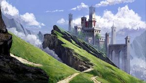 Preview wallpaper castle, fortress, mountains, art