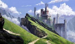 Preview wallpaper castle, fortress, mountains, art