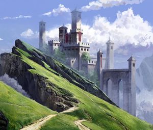 Preview wallpaper castle, fortress, mountains, art