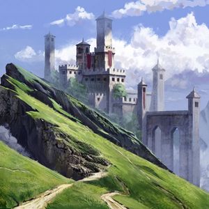 Preview wallpaper castle, fortress, mountains, art